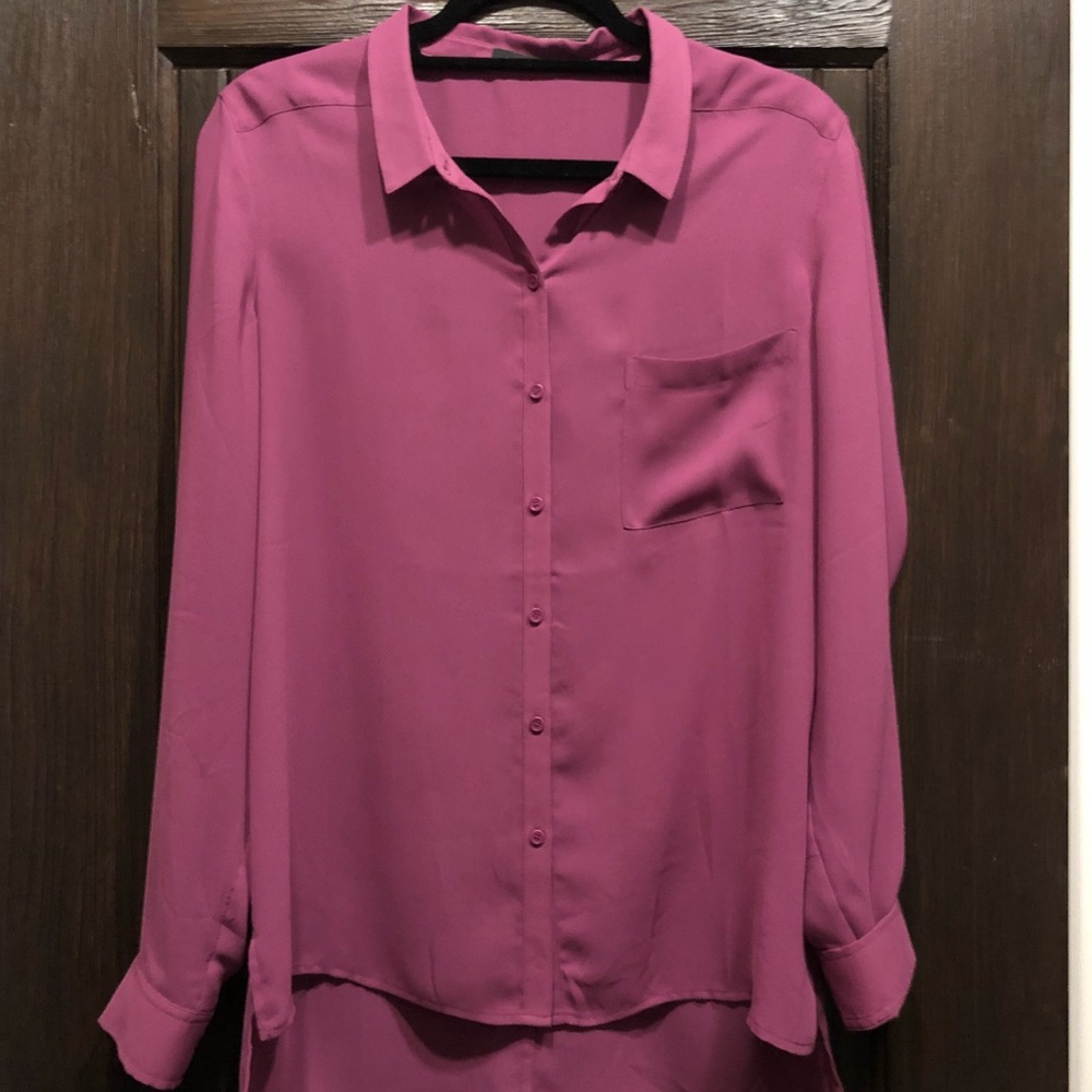 Your basic purple button up blouse